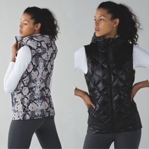 Lululemon The Fluffiest down fill Vest Black Ziggy Snake Sz 6